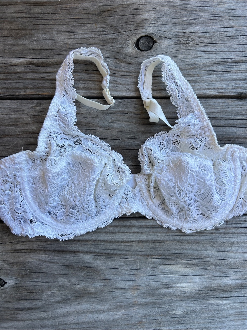 Vtg 90s Ralph Lauren White Sheer Lace Underwire Bra 36B Bridal Coquette